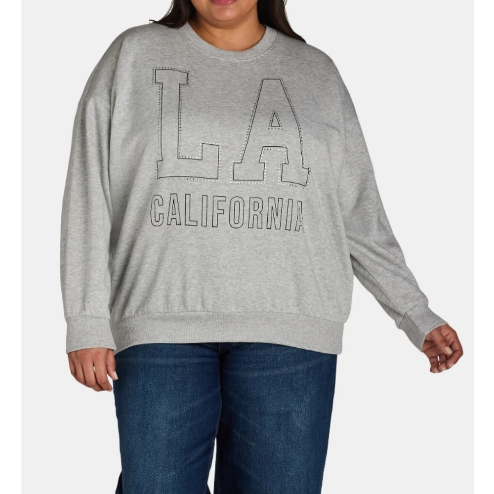 No Boundaries Women's Size XXL (20) Crew Neck Sweatshirt "LA California" Heather